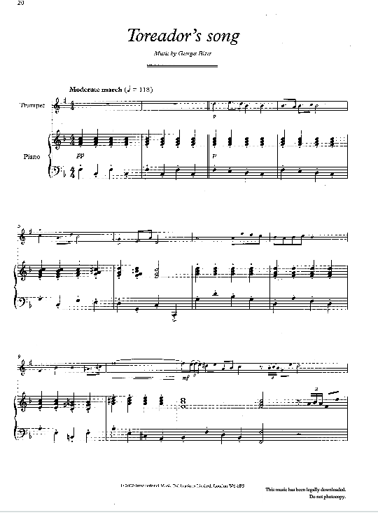 the toreador s song klavier & melodieinstr. georges bizet