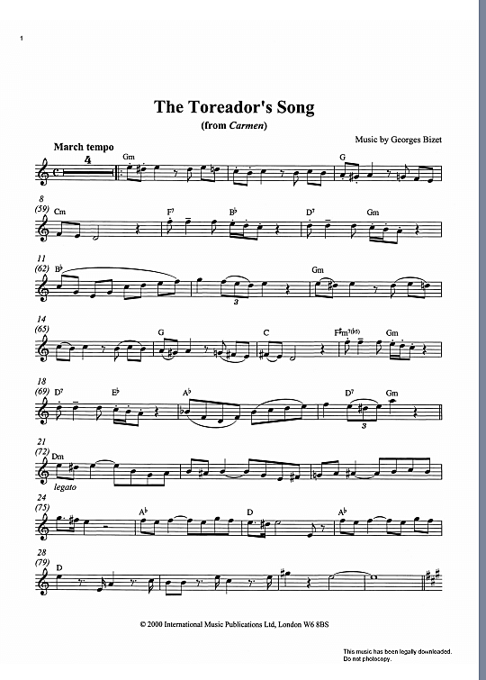 the toreador s song solo 1 st. georges bizet