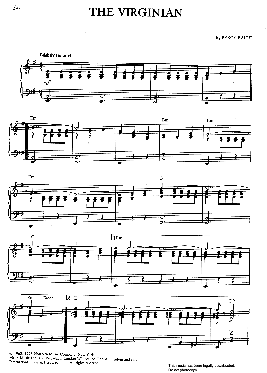 the virginian klavier solo percy faith
