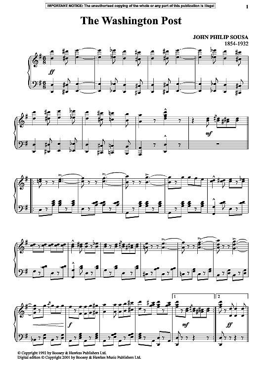 the washington post klavier solo john philip sousa