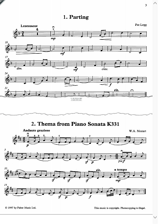 thema from piano sonata k331  klavier & melodieinstr. wolfgang amadeus mozart