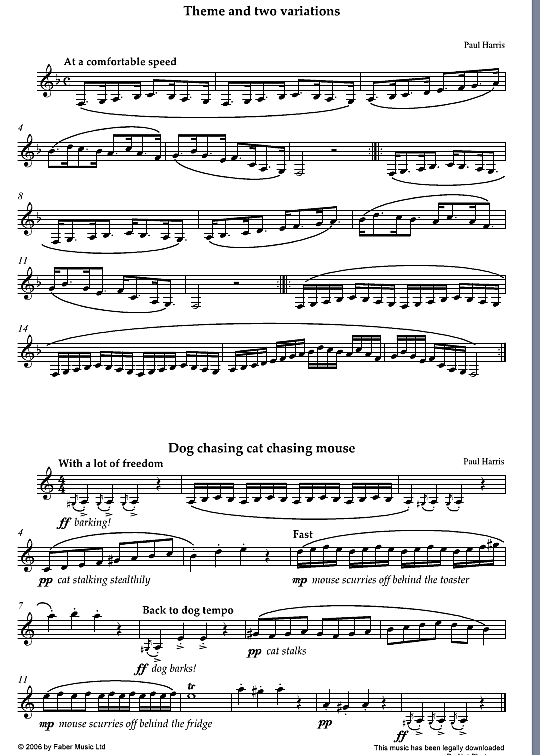 theme and two variations/dog chasing cat chasing mouse solo 1 st. paul harris