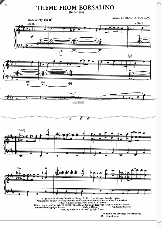 theme from borsalino generique klavier solo claude bolling