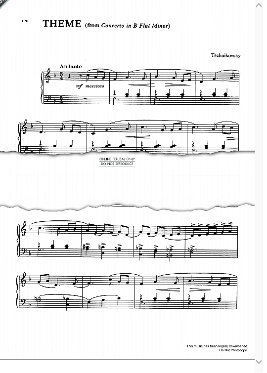 theme from concerto in b flat minor klavier solo pyotr ilyich tchaikovsky