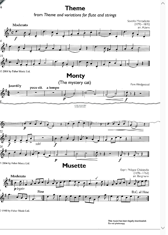 theme from theme and variations for flute and strings klavier & melodieinstr. saverio mercadante