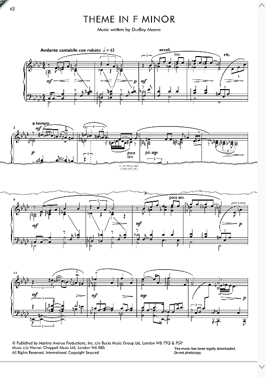 theme in f minor klavier solo dudley moore