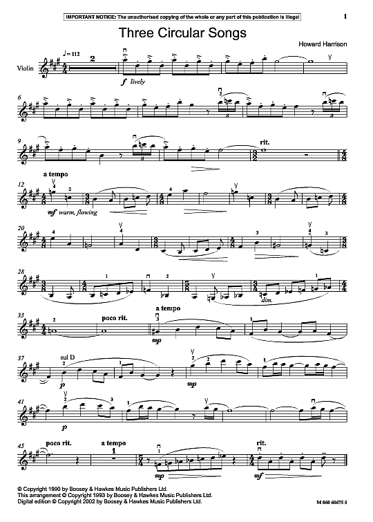 three circular songs melodieinstr. & begleitung howard harrison