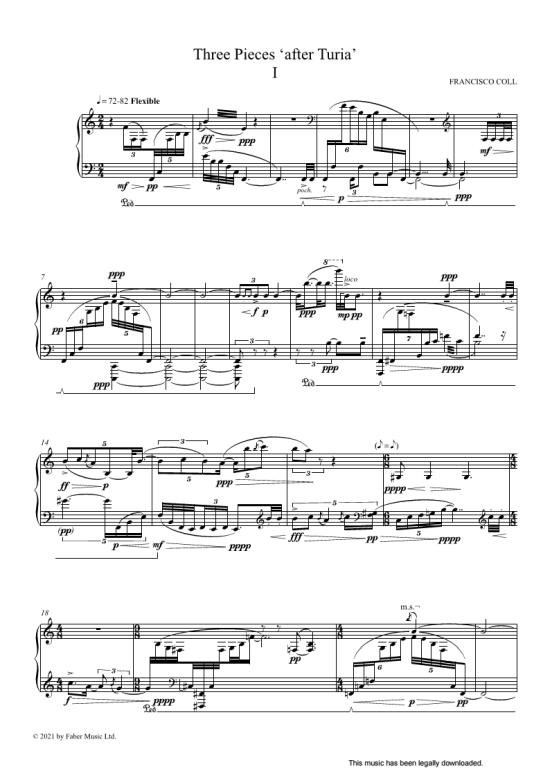 three pieces after turia klavier solo francisco coll