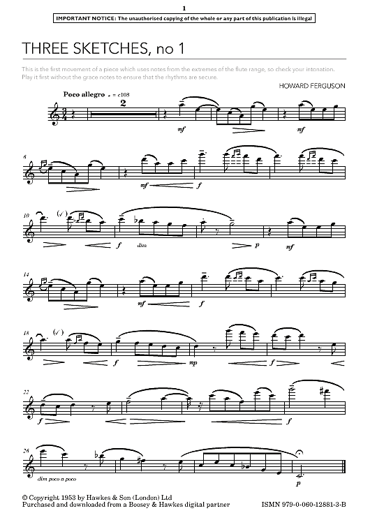 three sketches, no.1 klavier & melodieinstr. howard ferguson
