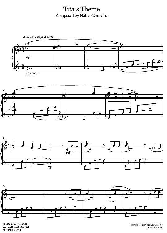 tifa s theme klavier solo nobuo uematsu