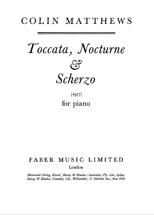 toccata, nocturne & scherzo klavier solo colin matthews