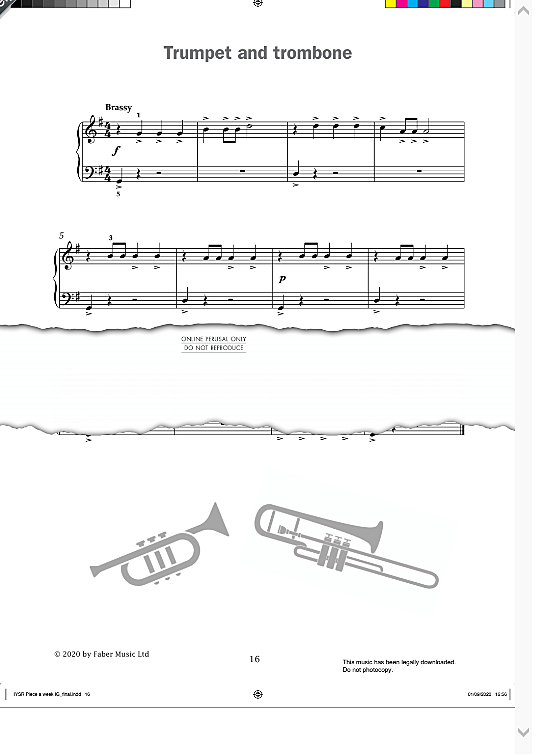 trumpet and trombone from improve your sight reading! a piece a week piano initial  klavier solo paul harris