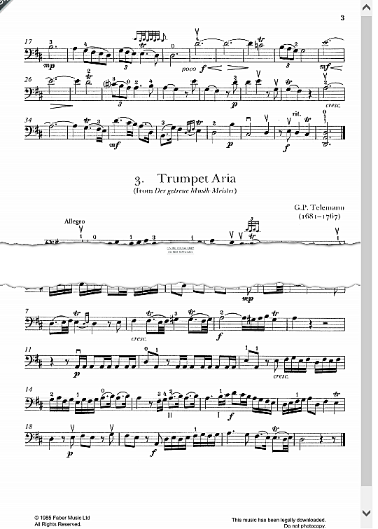 trumpet aria from der getreue musik meister  klavier & melodieinstr. georg philipp telemann