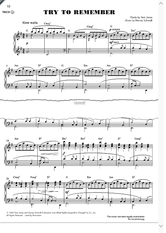 try to remember klavier solo harvey schmidt
