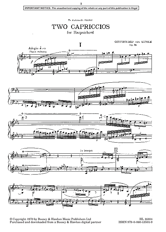 two capriccios solo 1 st. gottfried von einem