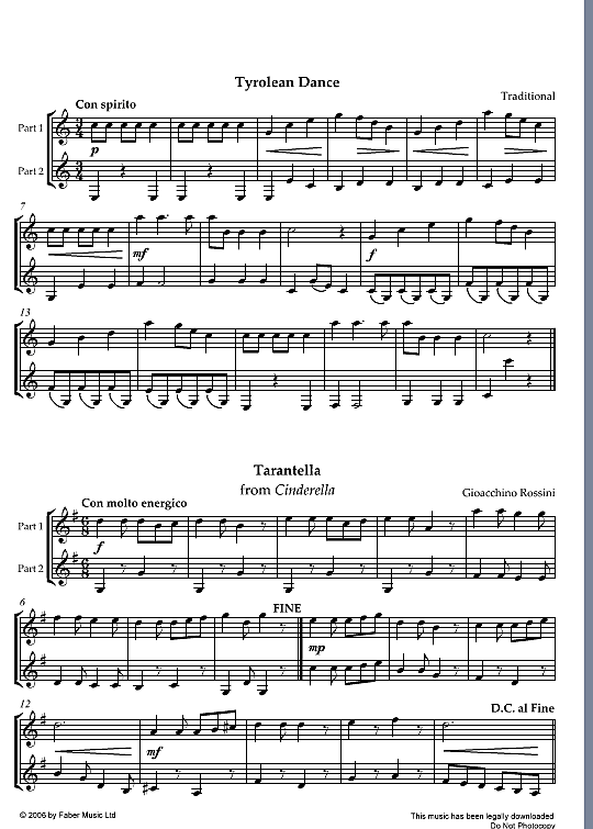 tyrolean dance/tarantella duett 2 st. gioacchino rossini