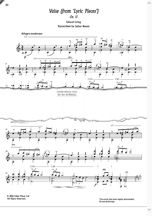 valse from 'lyric pieces' op.12 gitarre klassisch edvard grieg