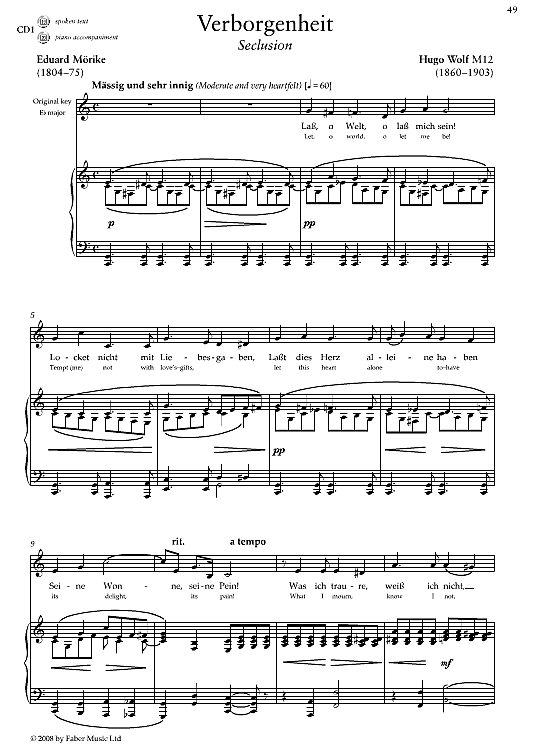 verborgenheit m12 klavier & gesang hugo wolf