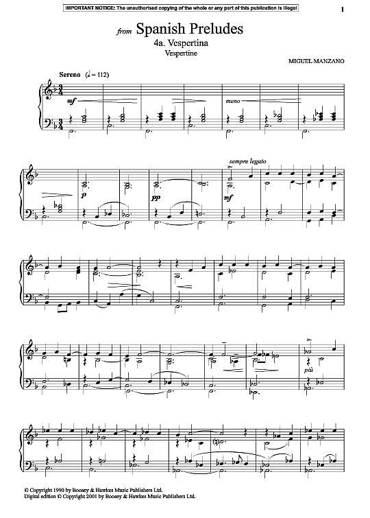 vespertina vespertine from spanish preludes klavier solo miguel manzano