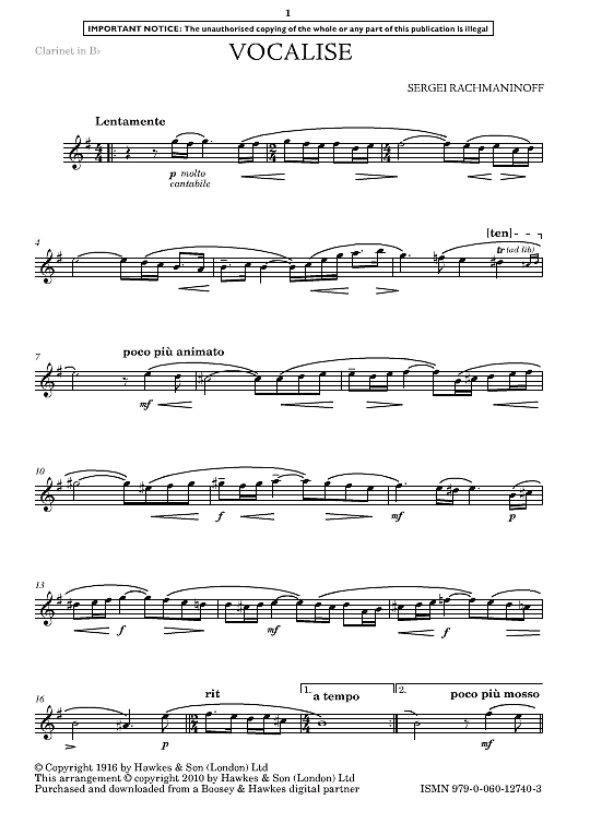 vocalise klavier & melodieinstr. sergei rachmaninoff