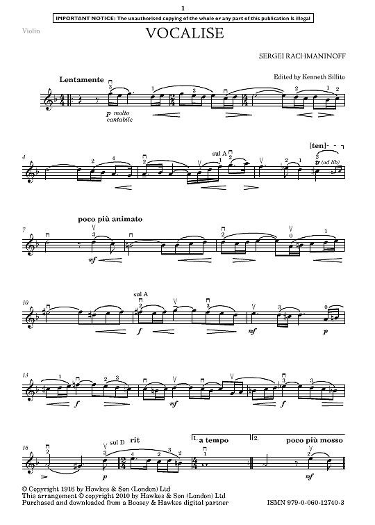 vocalise klavier & melodieinstr. sergei rachmaninoff