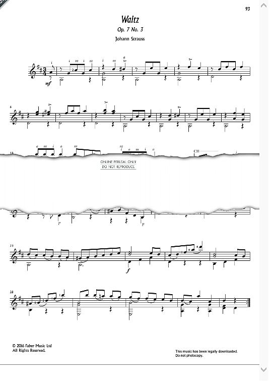 waltz op.7 no.3 gitarre klassisch johann strauss