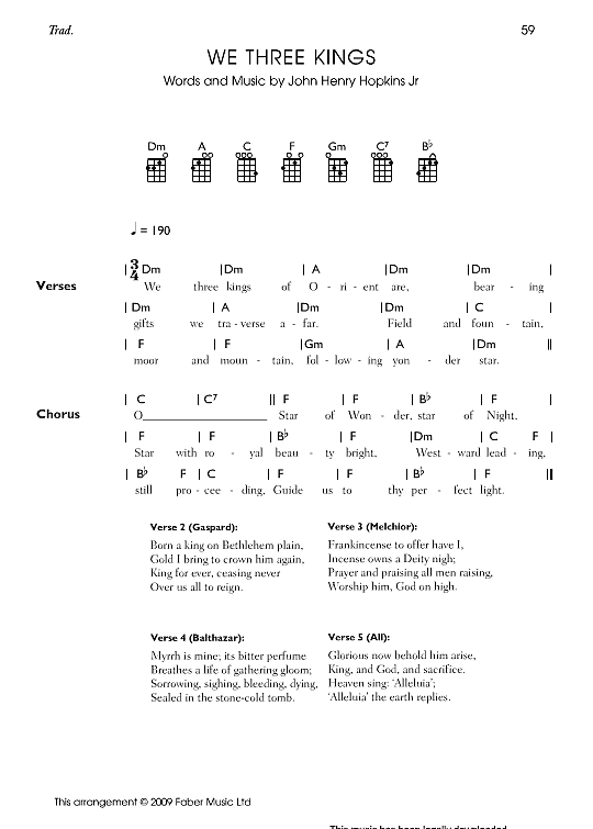 we three kings ukulele chord songbook john henry hopkins jr