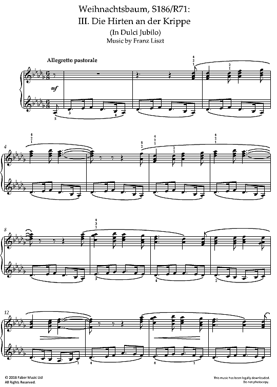 weihnachtsbaum, s186/r71: iii. die hirten an der krippe klavier solo franz liszt