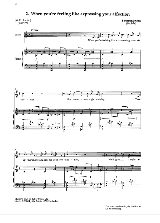 when you re feeling like expressing your affection from the red cockatoo & other songs  klavier & gesang benjamin britten