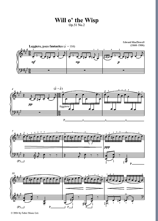 will o the wisp op.51, no.2 klavier solo edward macdowell