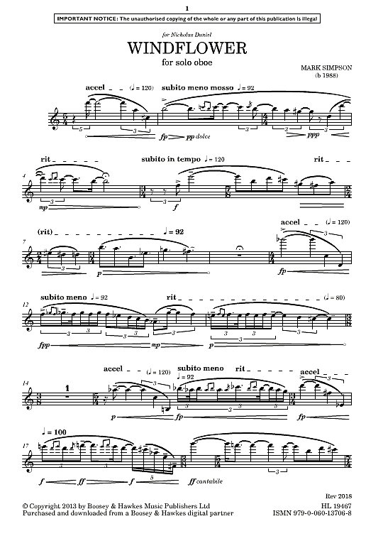 windflower solo 1 st. mark simpson