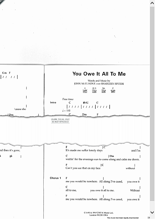 you owe it all to me songbook mit akkorden texas