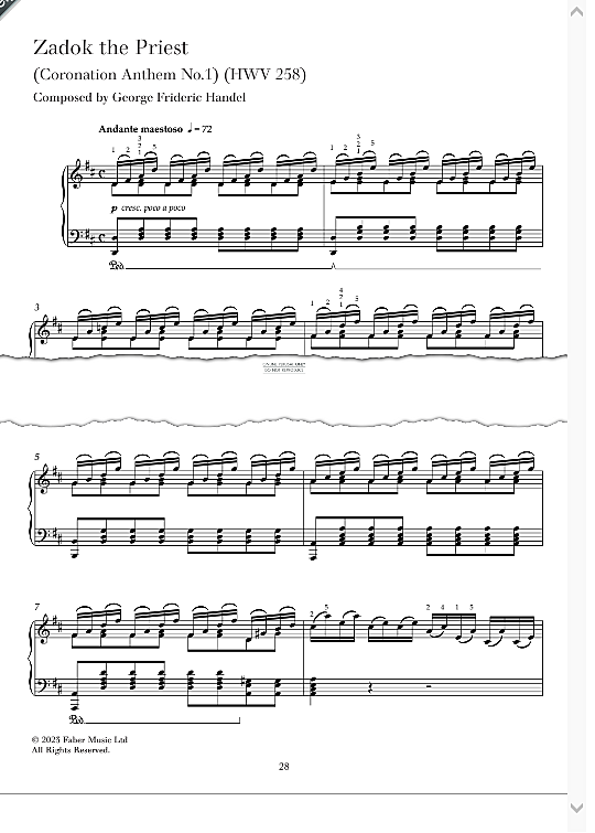 zadok the priest coronation anthem no. 1 hwv 258 klavier solo george frideric handel