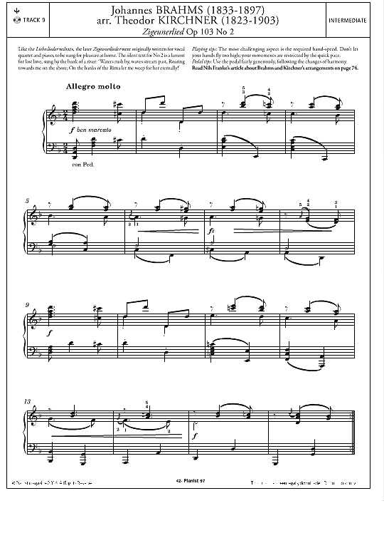 zigeunerlied op.103, no.2 klavier solo johannes brahms