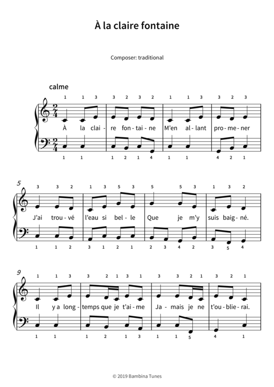   la claire fontaine (Gesang + Klavier) (Klavier  Gesang) von traditional