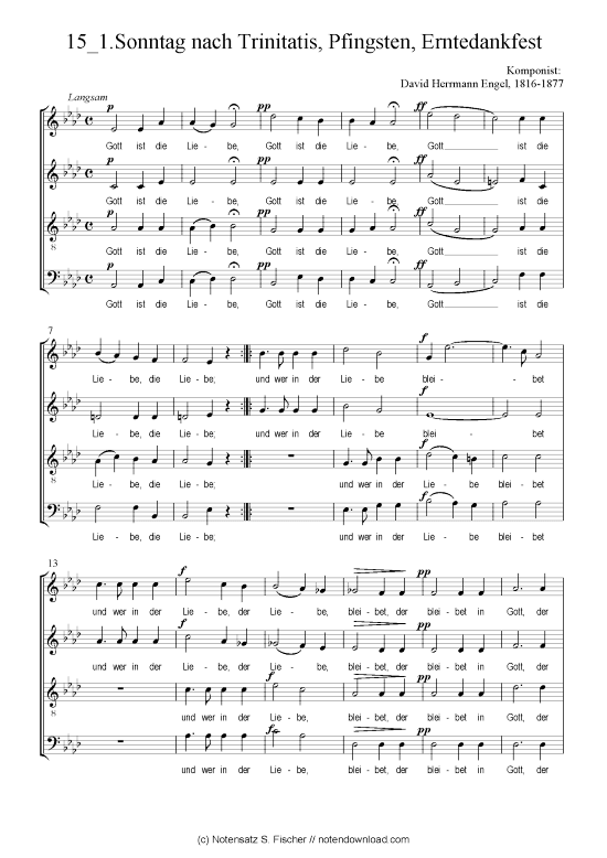 1.Sonntag nach Trinitatis Pfingsten Erntedankfest (Gemischter Chor) (Gemischter Chor) von David Herrmann Engel (1816-1877)