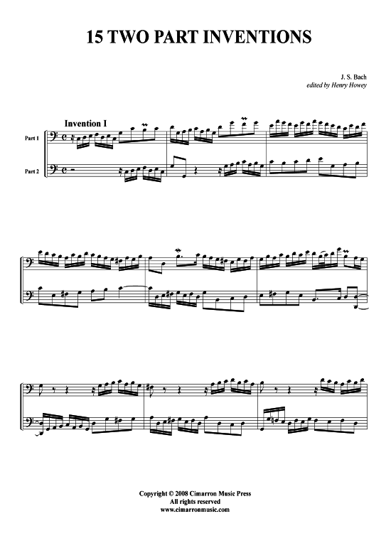 15 zweistimmige Inventionen (2x Bariton Posaune) (Duett (Posaune)) von J. S. Bach