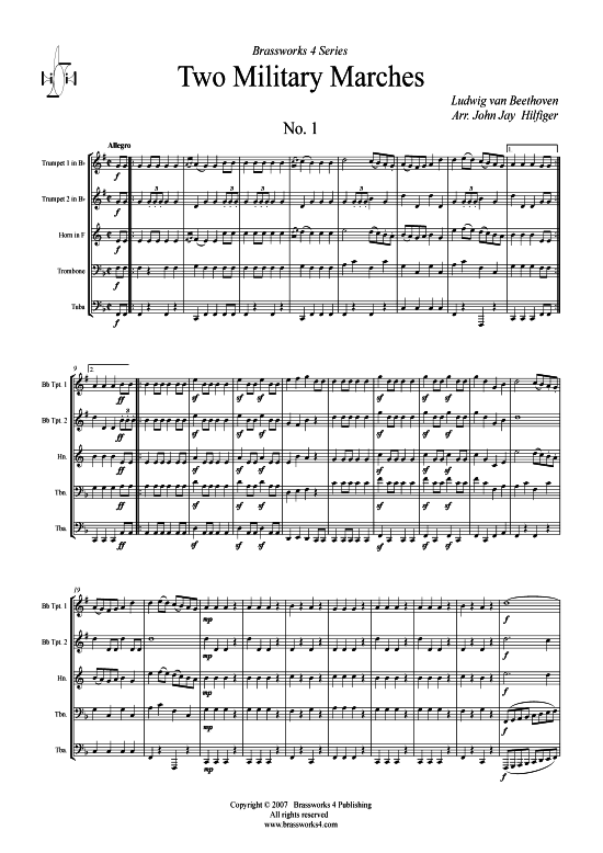 2 Milit r-M rsche (Blechbl serquintett) (Quintett (Blech Brass)) von Ludwig van Beethoven (Marsch)