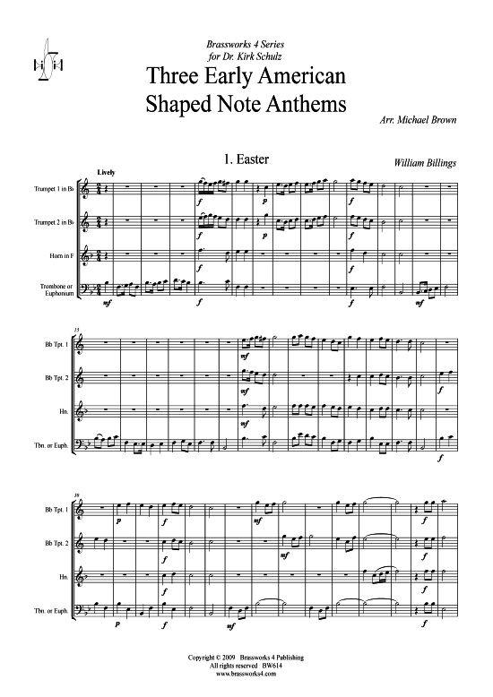 3 Early American Shaped Note Anthems (2xTromp in B Horn in F (Pos) Pos) (Quartett (Blech Brass)) von Verschiedene Verfasser
