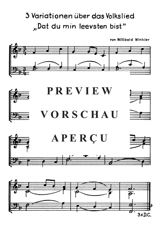 3 Variationen uuml ber dem Volkslied quot Dat du min leevsten bist quot (Klavier Solo) von 1971