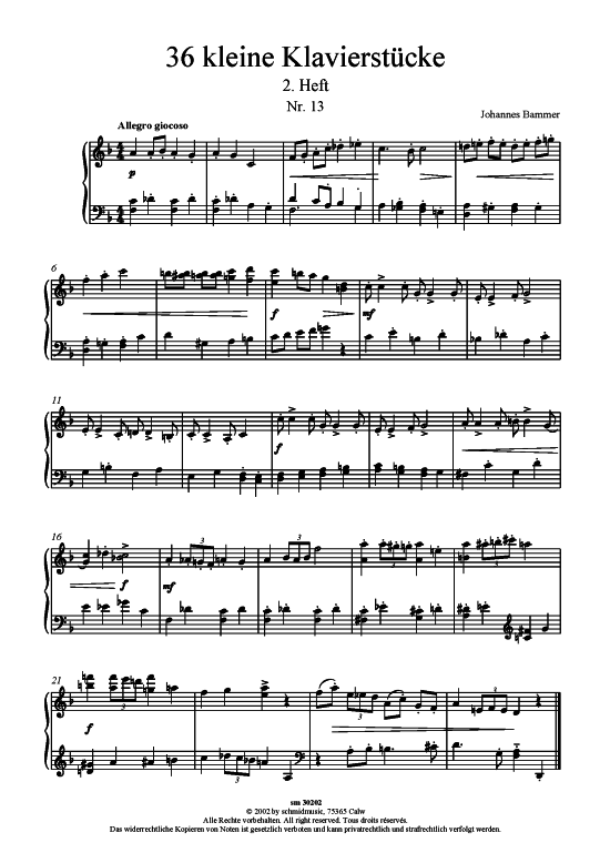 36 kleine Klavierst uuml cke in drei B auml nden Band 2 (Klavier Solo) von Johannes Bammer