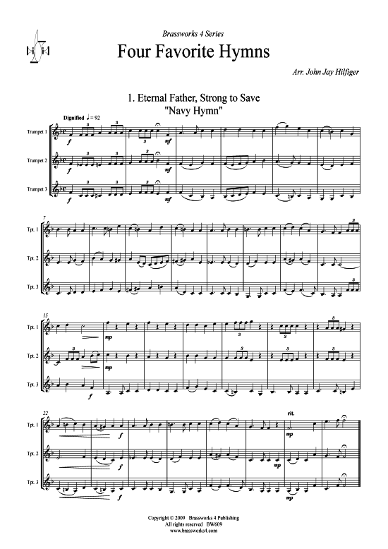 4 Favorite Hymns (3x Trompete) (Trio (Trompete)) von arr. John Jay Hilfiger
