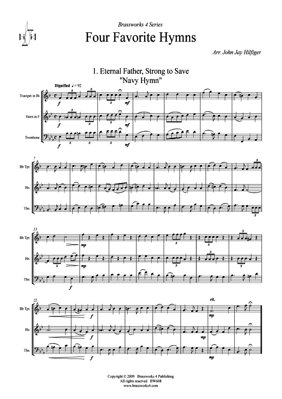 4 Favorite Hymns (Trompete in B Horn F Posaune) (Trio (Blech Brass)) von arr. John Jay Hilfiger