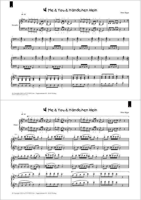 4 Me amp You amp H auml ndchen klein (Klavier vierh auml ndig) (Klavier vierh ndig) von Peter Heger (aus Boogies Band 4)