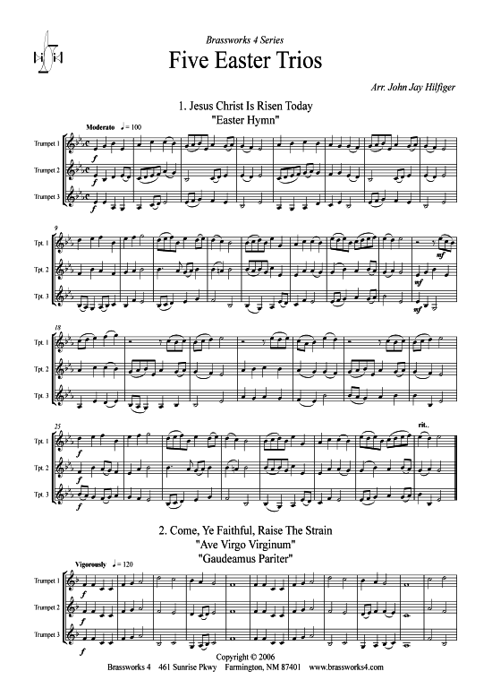 5 Oster-Trios (3x Trompete) (Trio (Trompete)) von arr. John Jay Hilfiger
