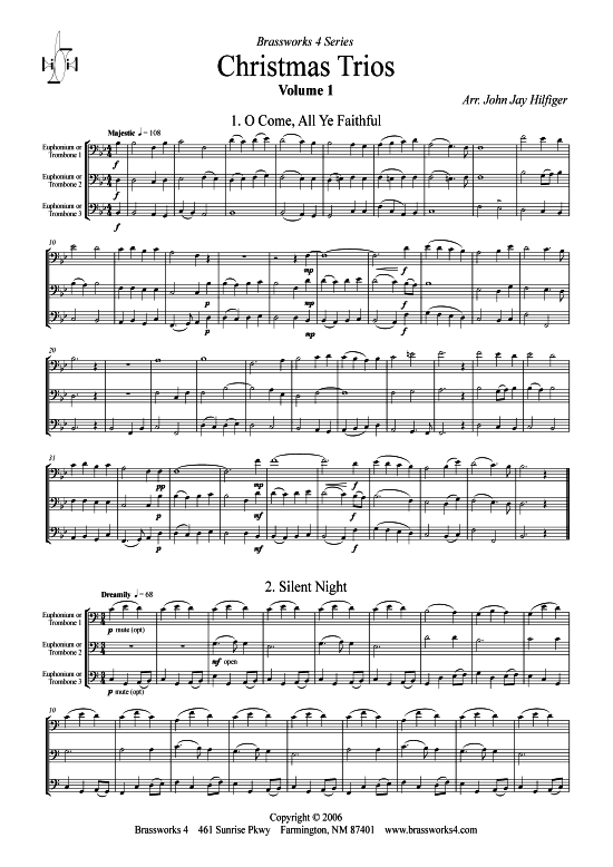 6 Weihnachts-Trios Vol. 1 (3x Posaune) (Trio (Posaune)) von arr. John Jay Hilfiger