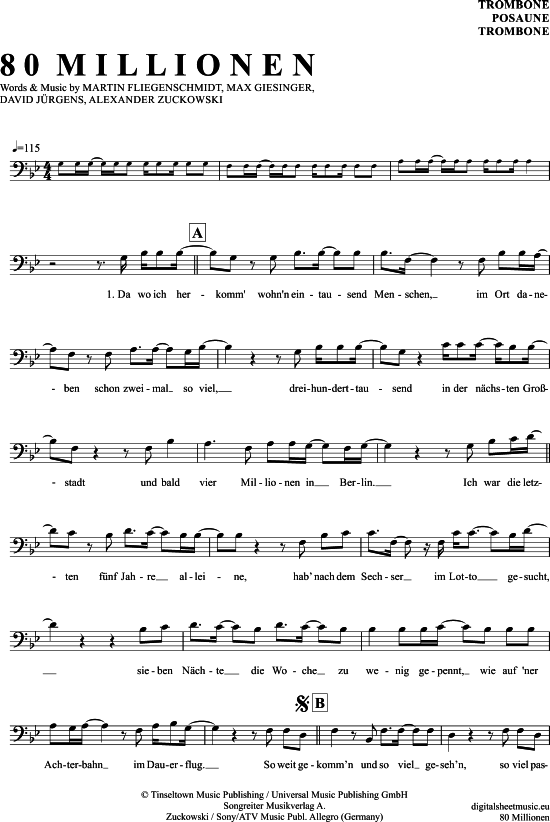 80 Millionen (Posaune  Bariton) (Posaune) von Max Giesinger