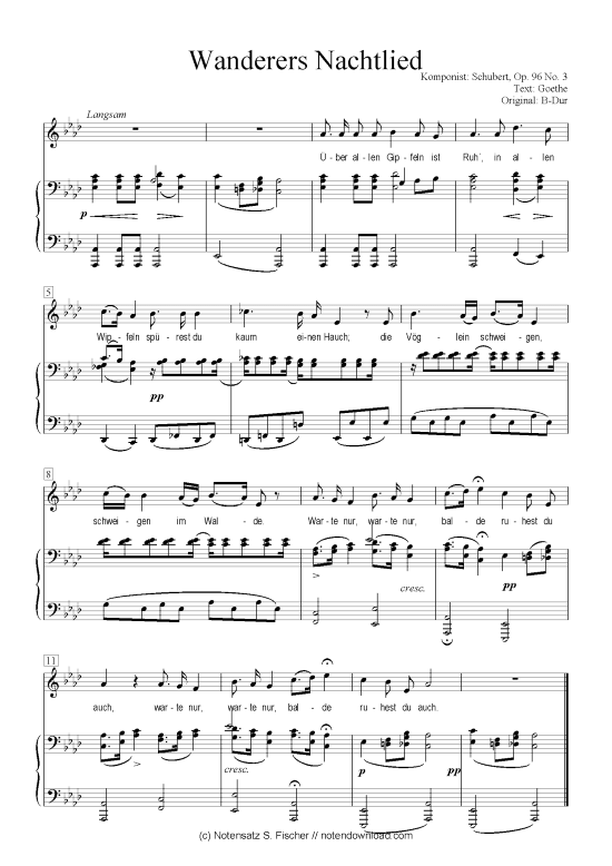Wanderers Nachtlied Klavier Gesang Pdf Noten Von Schubert Op 96 No 3 In Nsf40lk1