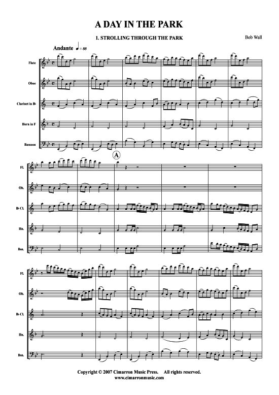 A Day in the Park 150 3 S auml tze (Holzbl auml ser-Quintett) (Quintett (Holzbl ser)) von Robert Wall