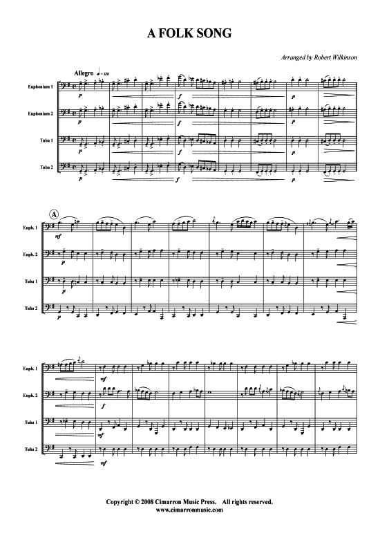 A Folk Song (Tuba Quartett 2x Bariton 2xTuba) (Quartett (Tuba)) von Traditional